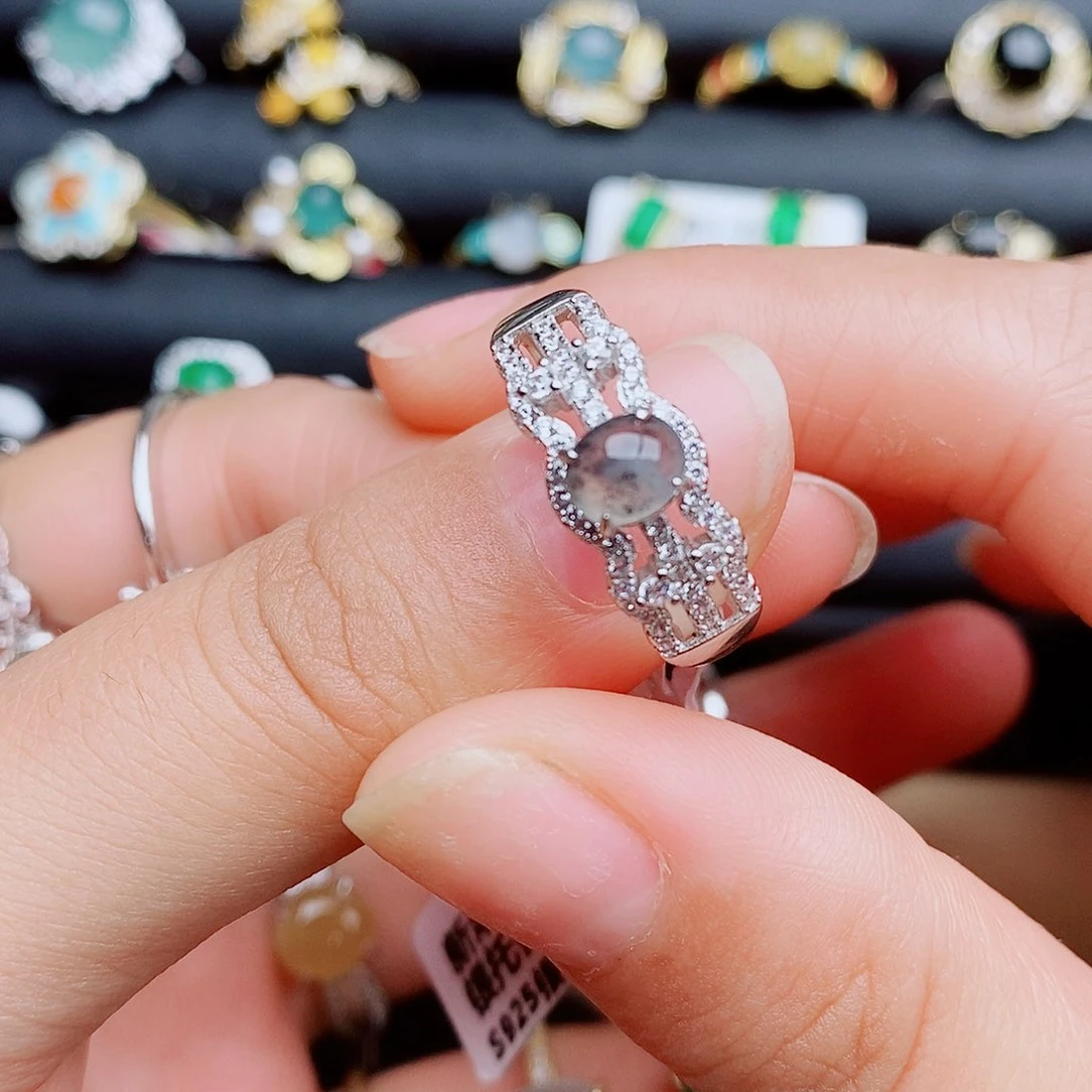 翡翠戒指银S925镶嵌111222