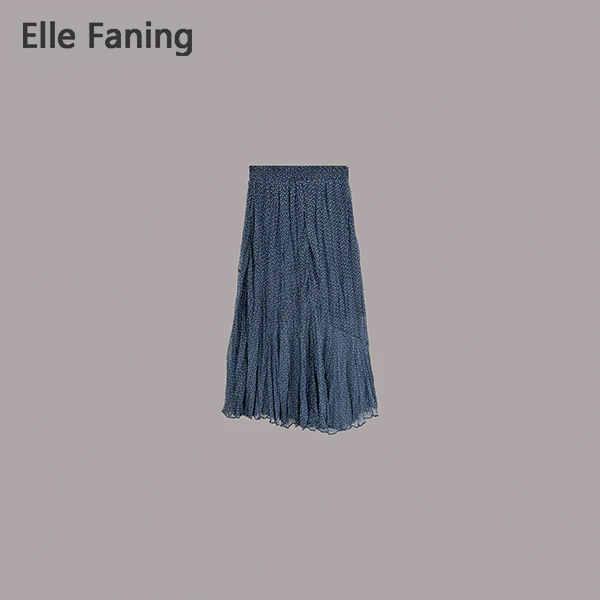 芒果优选-时尚碎花百褶松紧腰气质半身裙