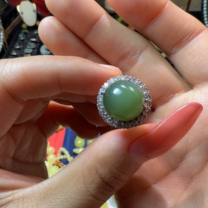 和田玉（碧玉）颈饰银S925镶嵌