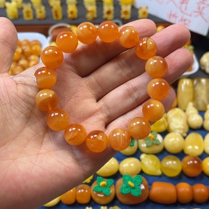 琥珀未镶嵌裸石卡13老蜡手串精工微瑕