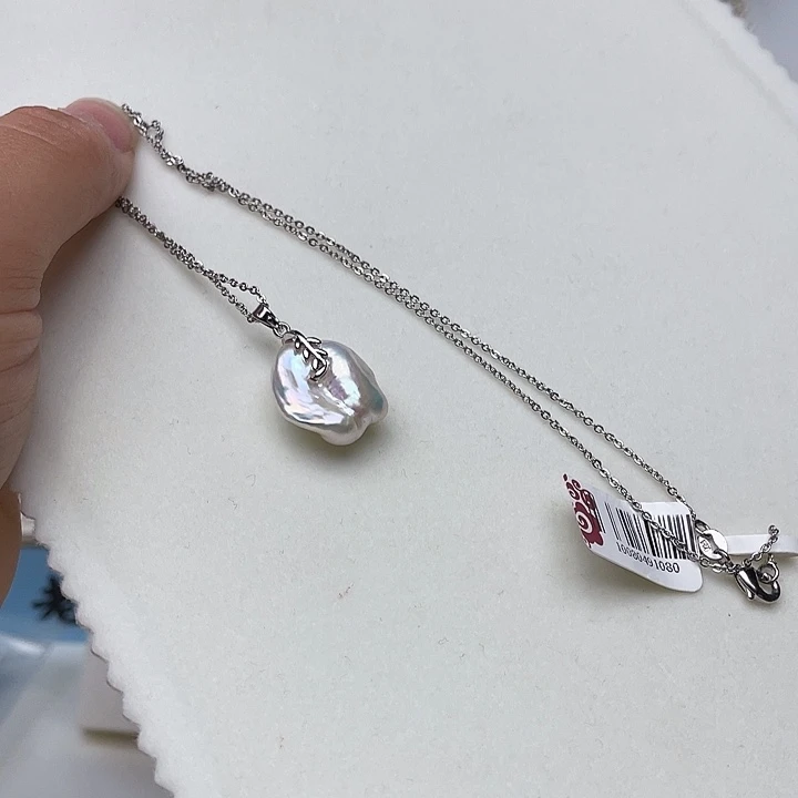 蒋***～淡水珍珠未镶嵌颈饰极光炫彩巴洛克吊坠