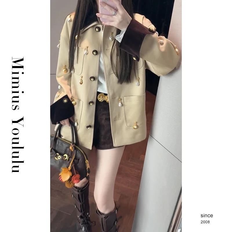 【mimius】&喵喵 高奢线手工钉珠老钱风外套+复古短裤 G02272