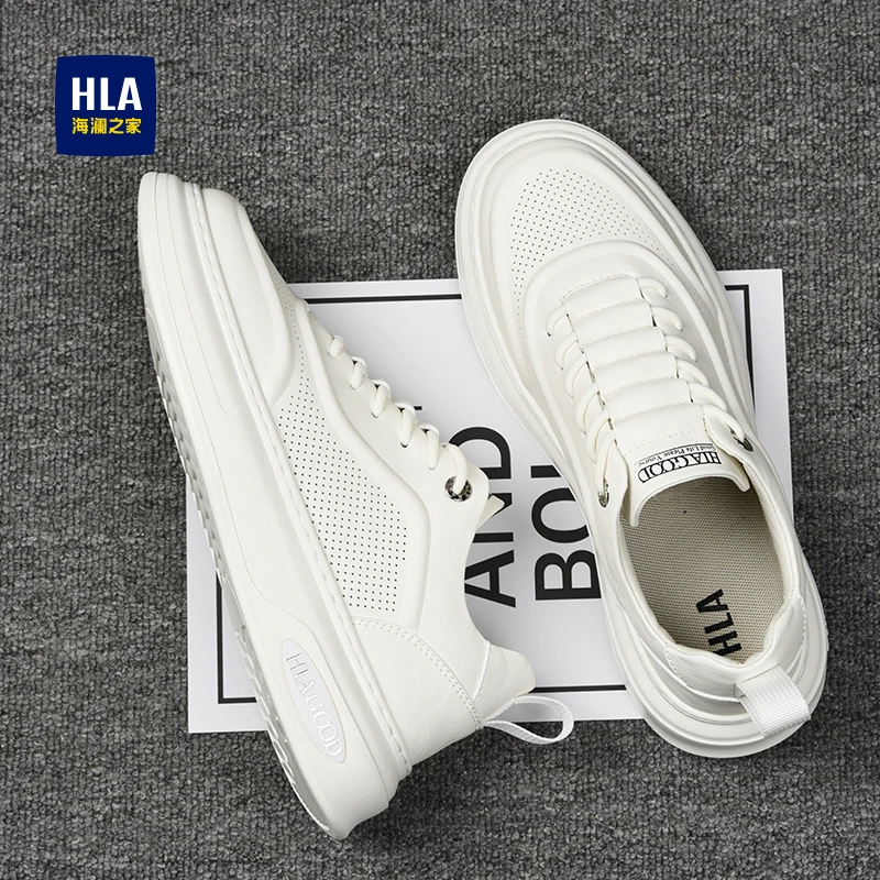 HLA/海澜之家男鞋2025春夏新款厚底增高爆款小白鞋百搭透休闲板鞋