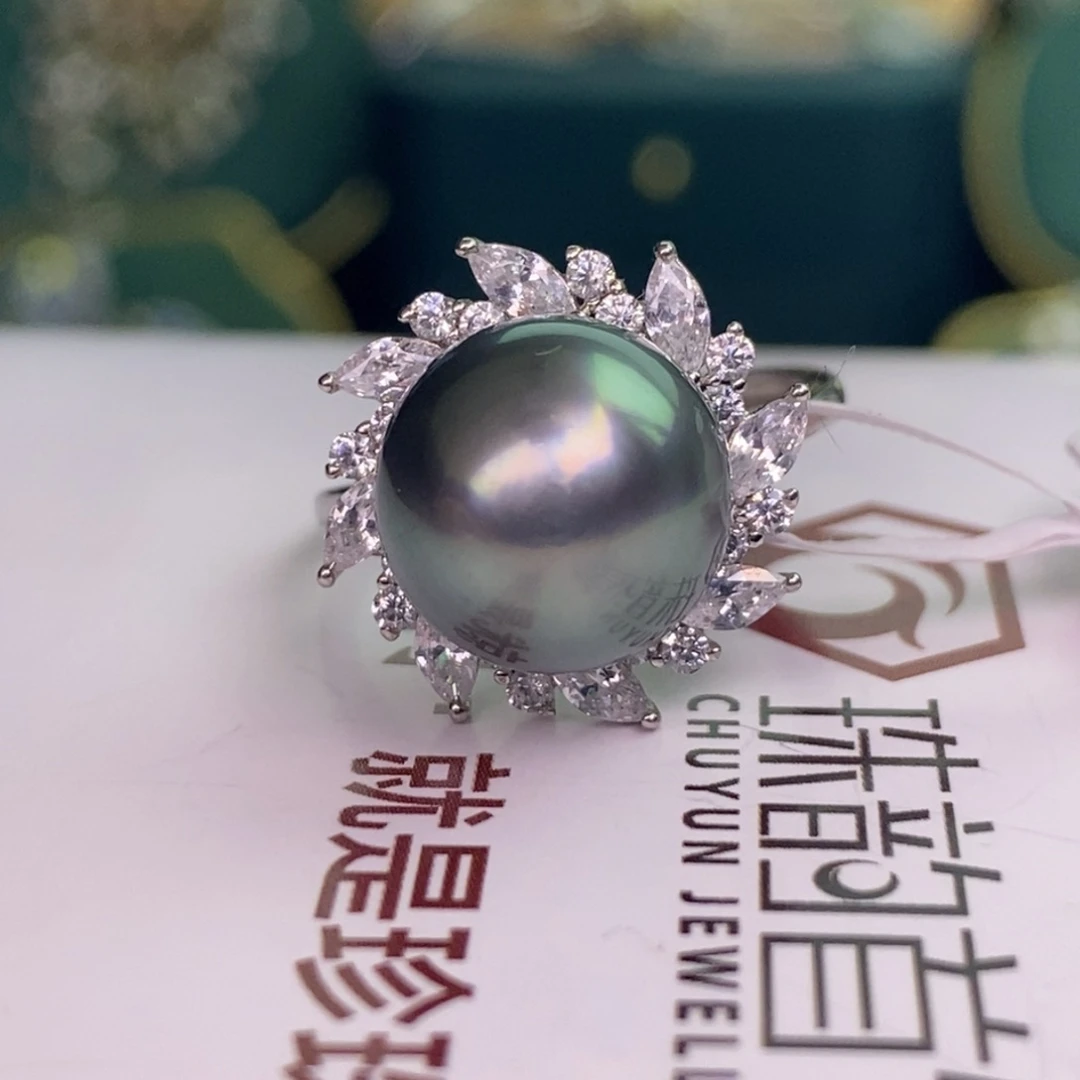 银S925镶嵌戒指海水珍珠