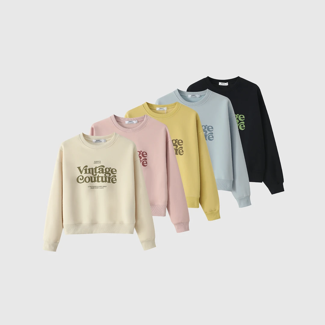 【曼迪欧尚】立体发泡印花2024秋新款百搭复古字母套头休闲圆领卫衣