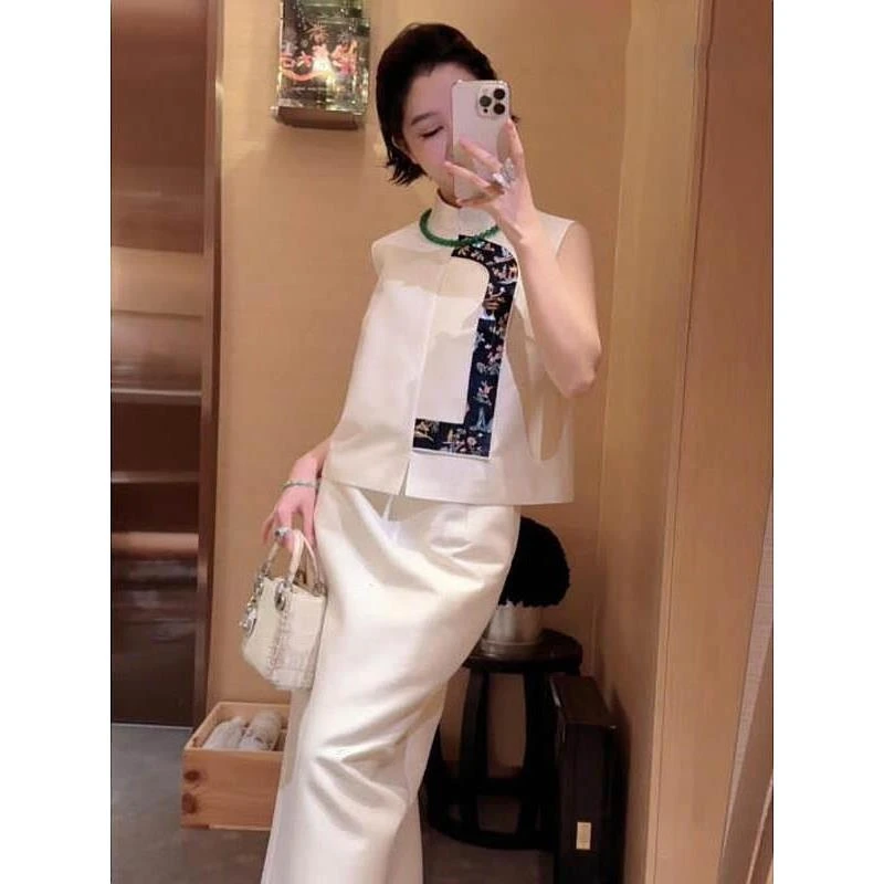 新中式国风穿搭一整套轻奢高级感独特漂亮小香风马夹半身裙套装夏