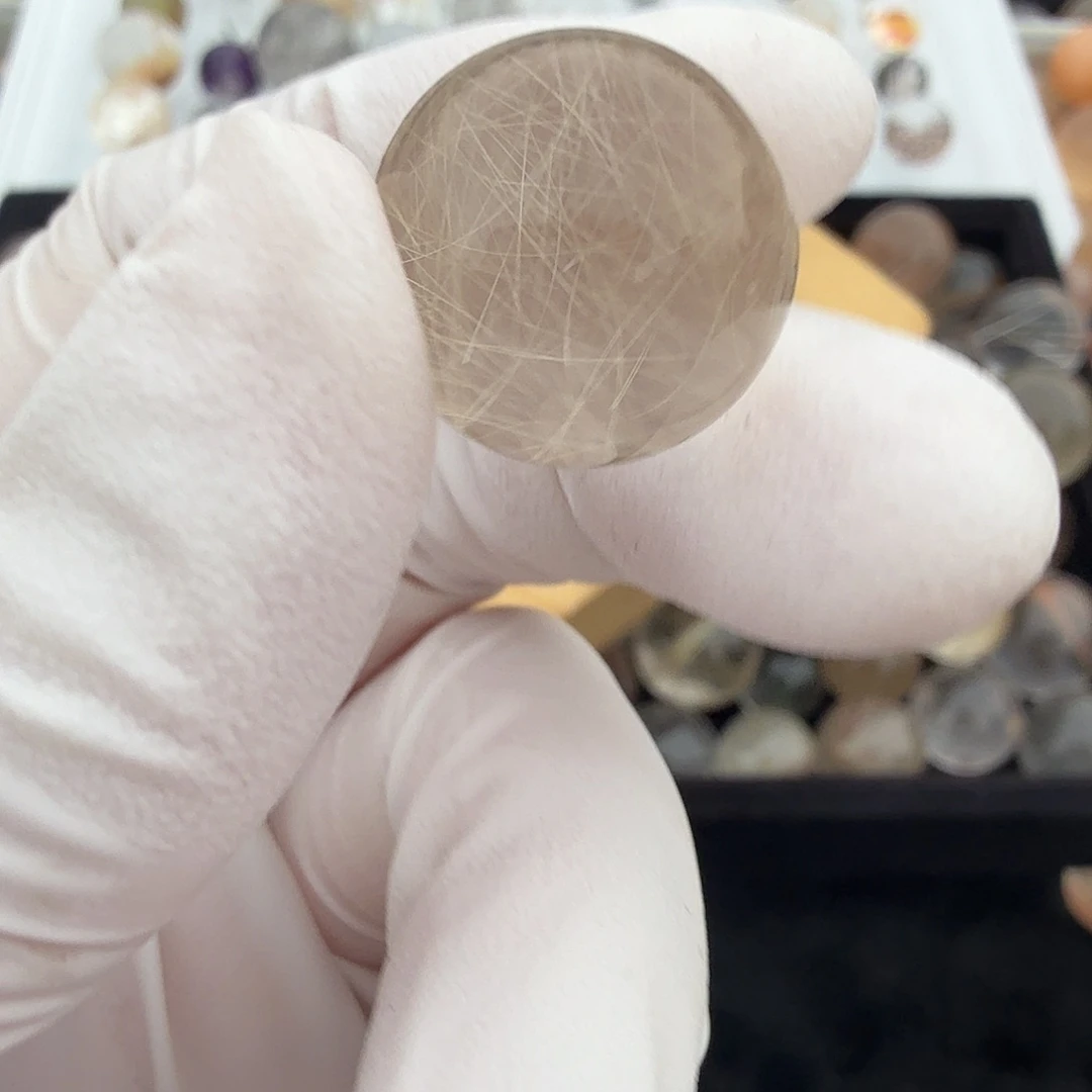 林***跑水晶珠宝半成品未镶嵌发晶15.8mm定制不退换