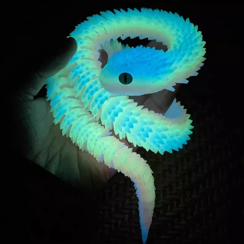 3D打印夜光蝰蛇2025蛇年关节可动仿真玩具创意桌面摆件儿童礼物