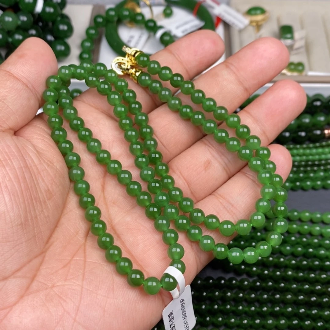 项链未镶嵌和田玉（碧玉）6m m