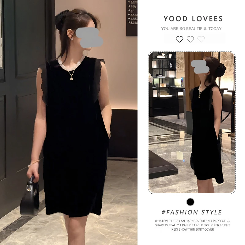 夏季法式高级感气质无袖短裙子轻奢小香风减龄绝美黑色连衣裙女装