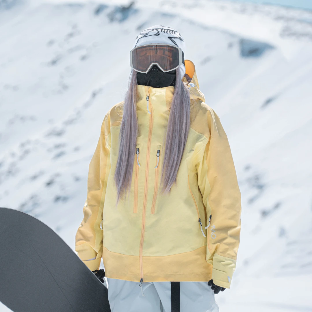 雪否 黄色3L防水防风耐磨滑雪外套全压胶oversize单板滑雪服加绒