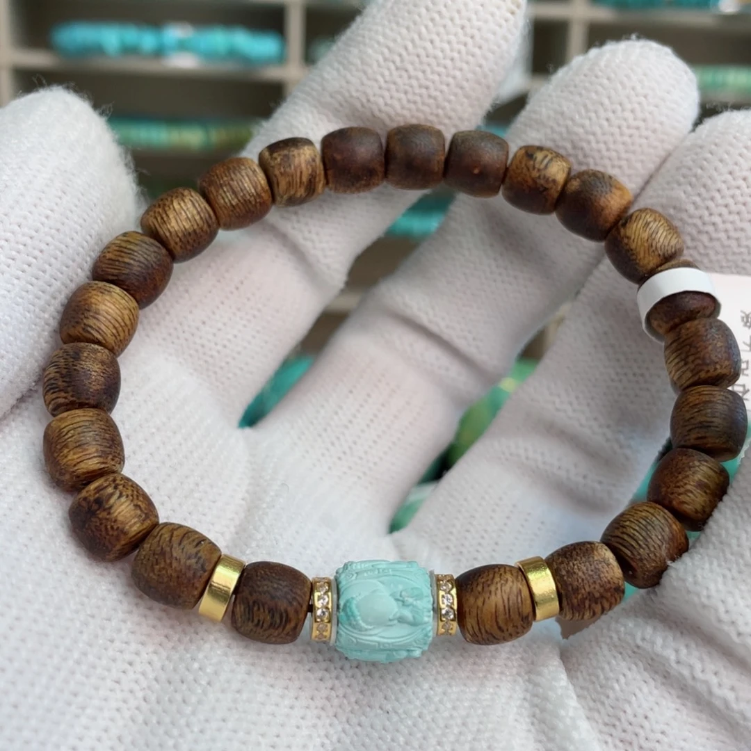 绿松石未镶嵌四不佛直切单圈