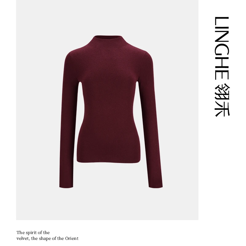 翎禾LINGHE-半高领打底衫套衫修身内搭半高领长袖保