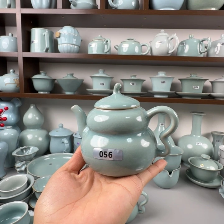 瓷片汝瓷葫芦壶支钉烧仿古釉大瑕056不退不换