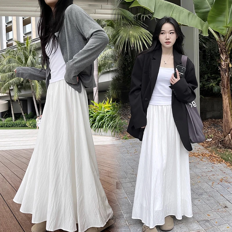 孕妇装无托腹白色半身裙2025新款女春夏季高腰减龄百搭a字长裙子