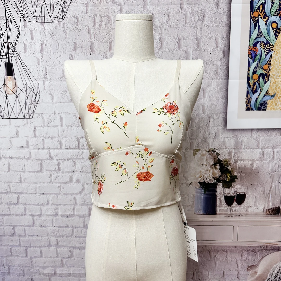 蕾丝碎花吊带背心女内搭文胸一体式打底美背外穿百搭辣妹上衣修身