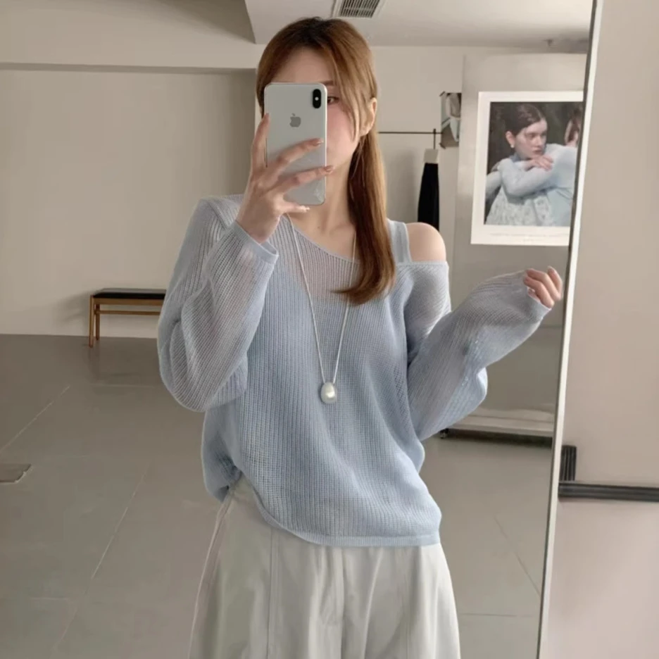 U粒 温柔氛围感百搭风镂空针织衫+打底吊带背心上衣两件套女春秋