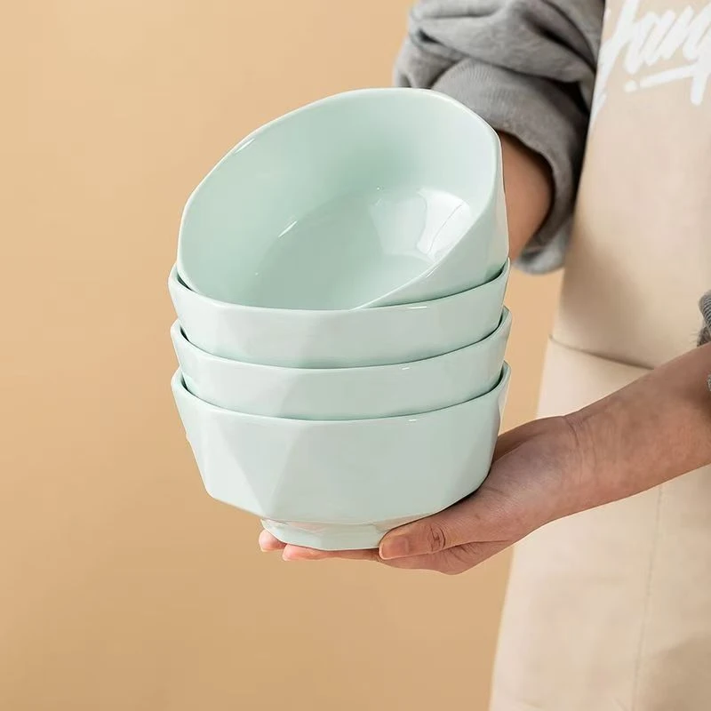 【10只装】青瓷色泥4.5砖石碗家用健康釉下彩陶瓷餐具