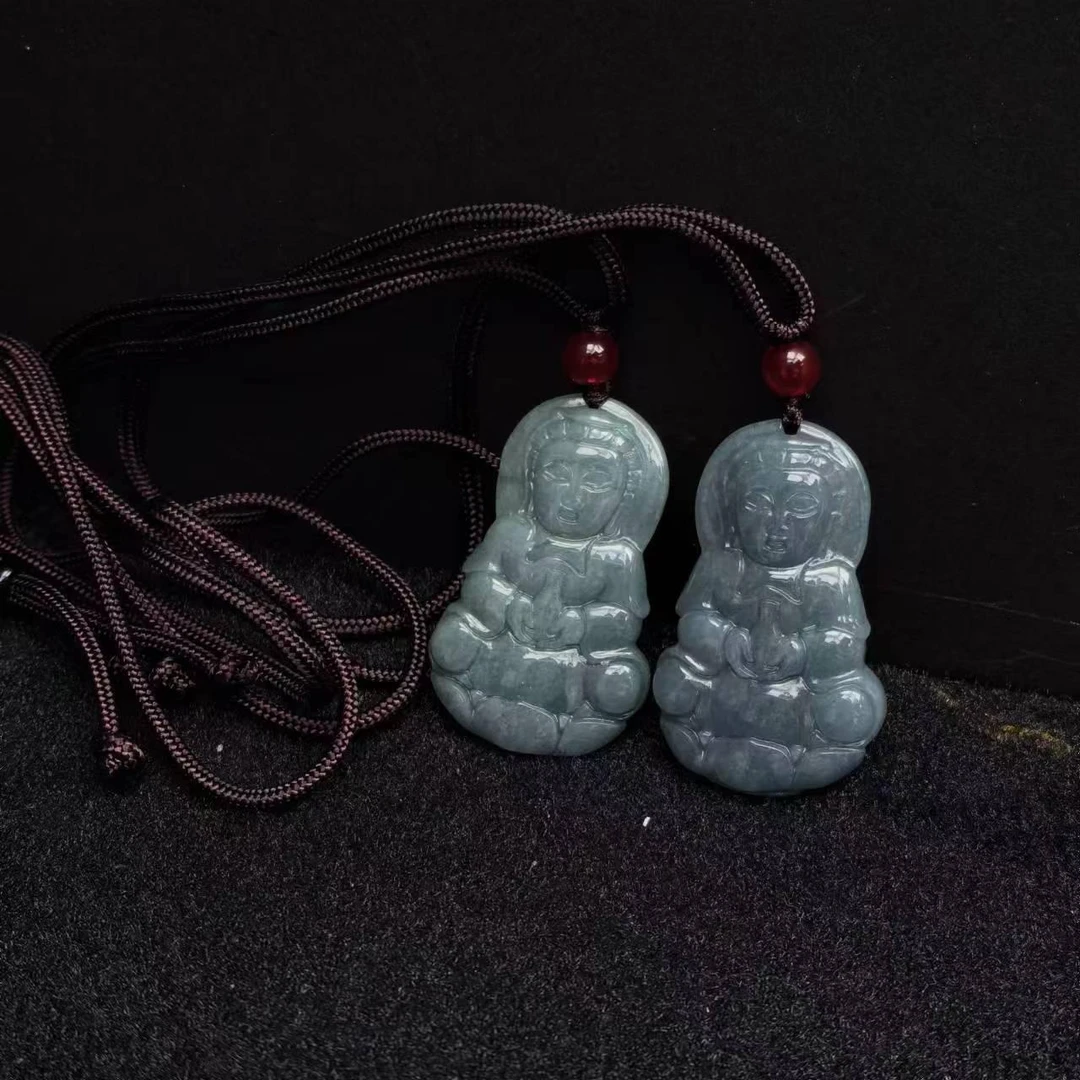 A5151【福嘟嘟珠宝】A货翡翠观音吊坠-配绳子-多样性只发一件