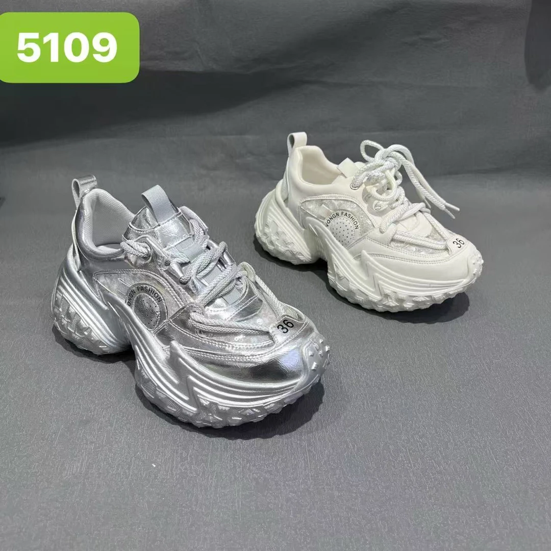 田园闺蜜~单网亮片洋气女士老爹鞋5109（鞋跟6厘米）