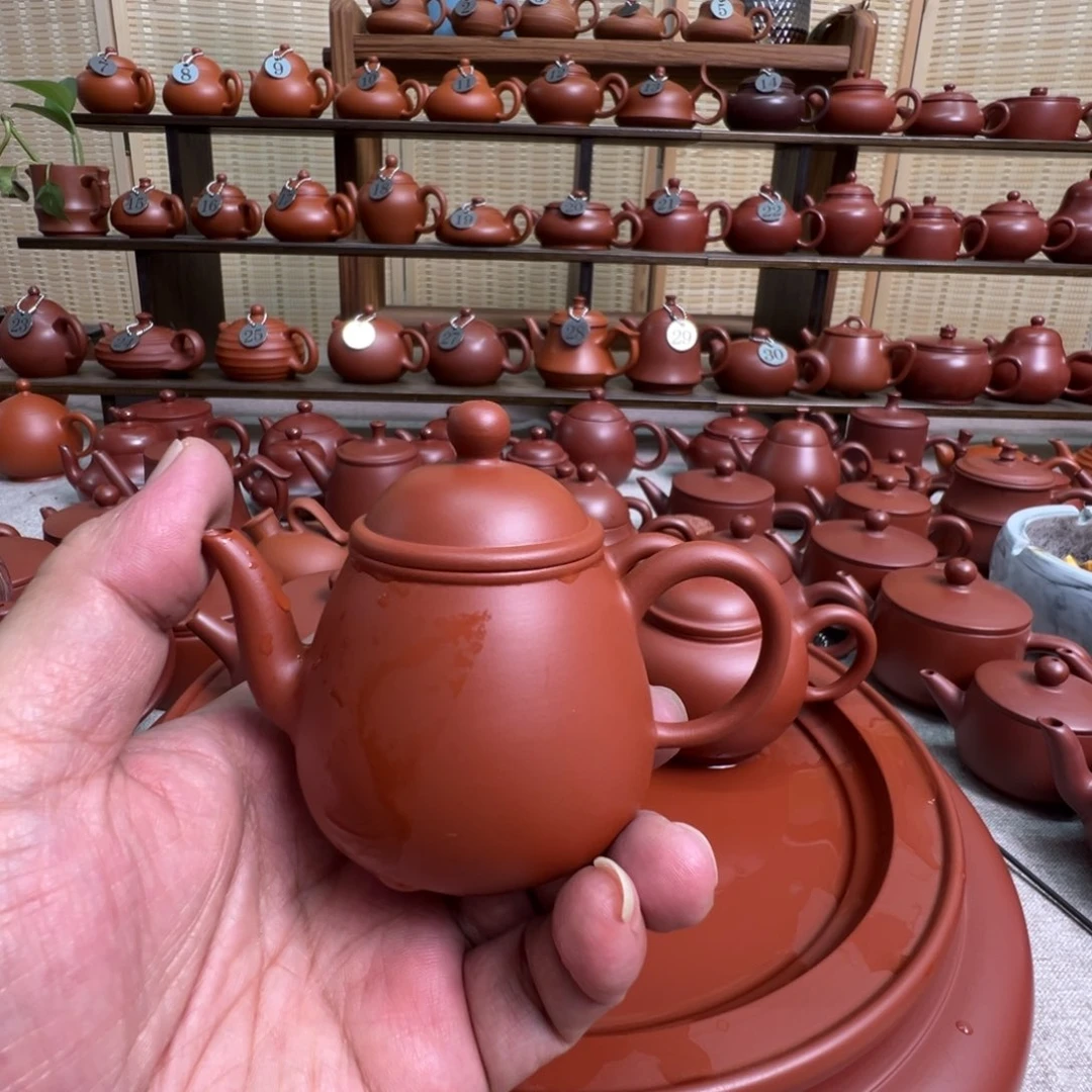 *****茶壶紫砂潮州手拉朱泥壶，微瑕不退换