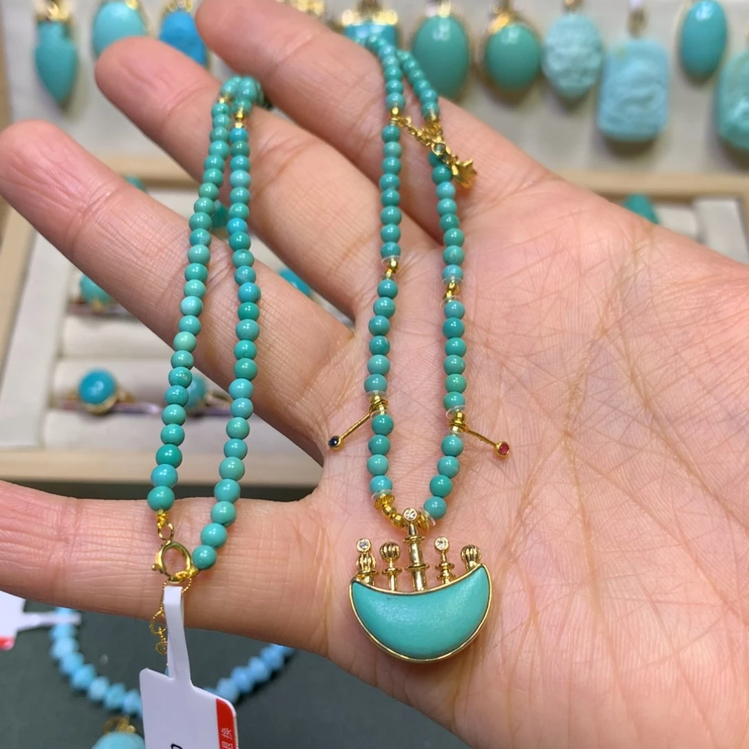 绿松石项链18K金镶嵌