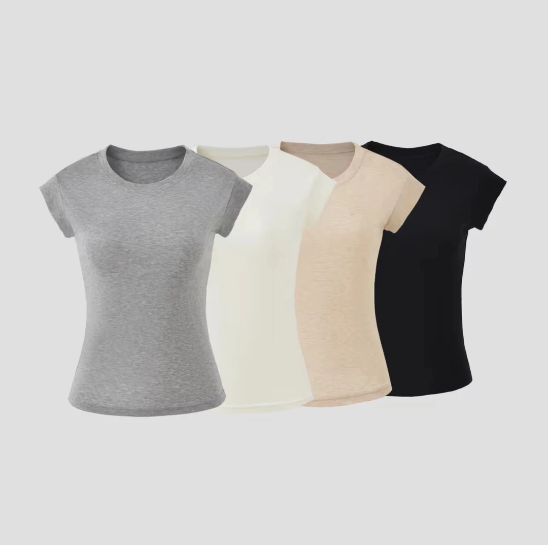 [莱赛尔＋绵羊毛]2025新款老钱风小飞袖时尚T恤1166FF