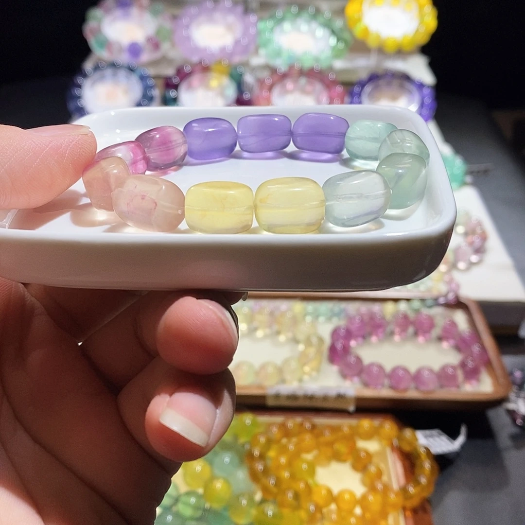 手链萤石未镶嵌彩虹渐变糖豆9加