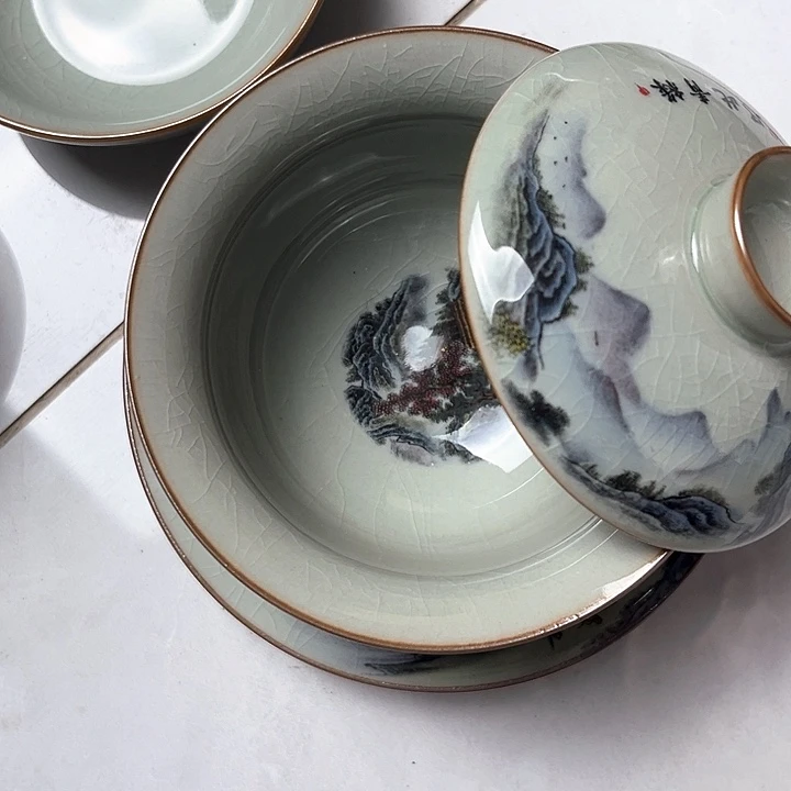 只此青绿元宝盖碗