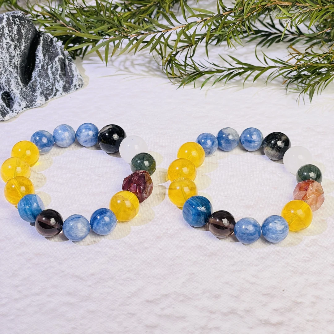 【油画多宝】蓝晶石萤石等水晶11-13mm手串面小仙多样性发其一Z