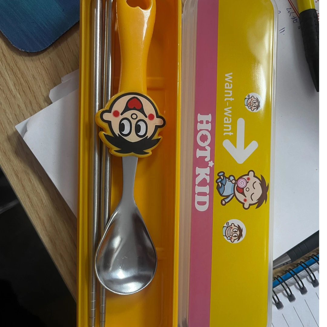 旺旺餐具【筷子一对+旺旺汤勺】盒装两件套可爱筷勺便携吃饭学习