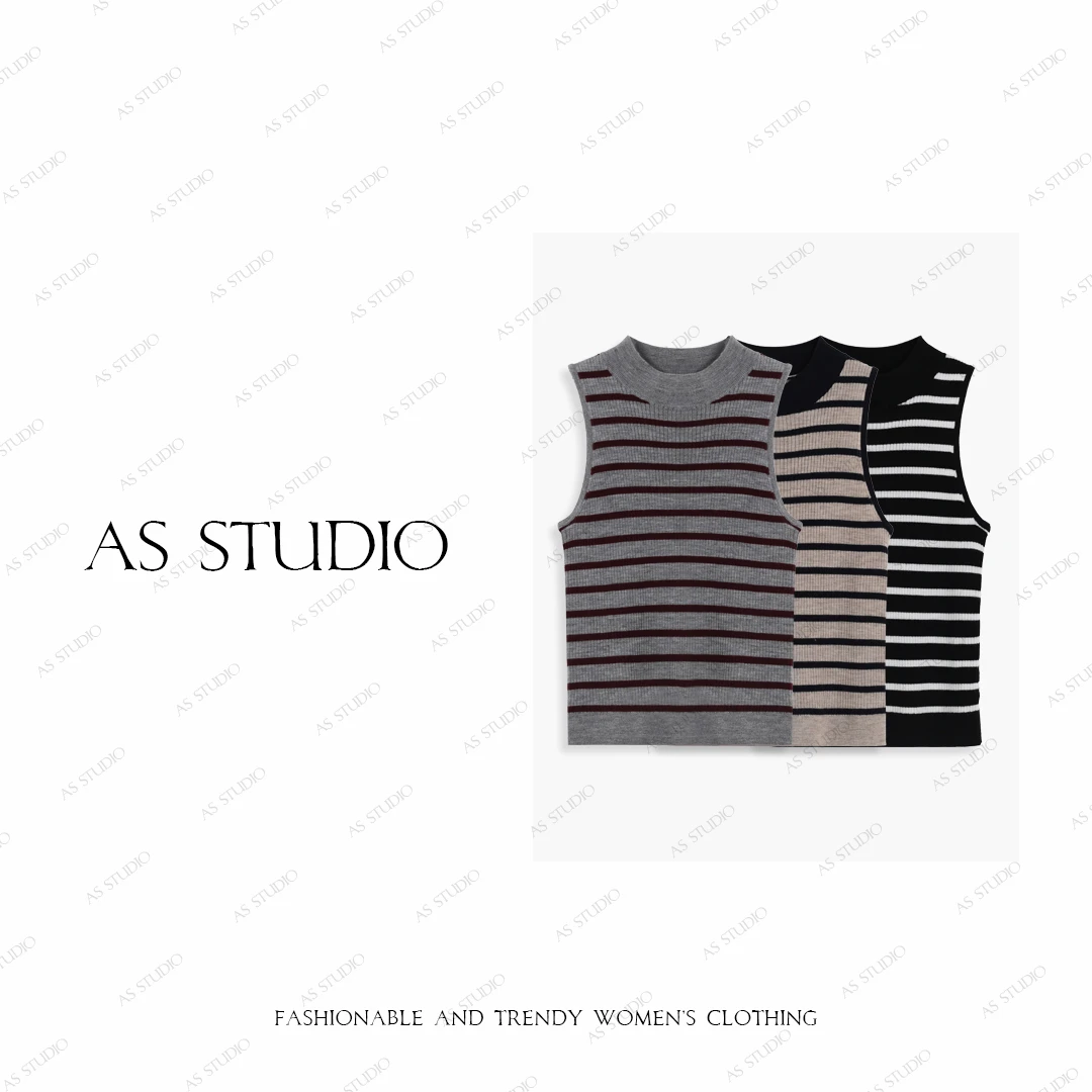 【AS霓虹灯】25新防缩抗起球羊毛微高领针织背心AS25QBX00282