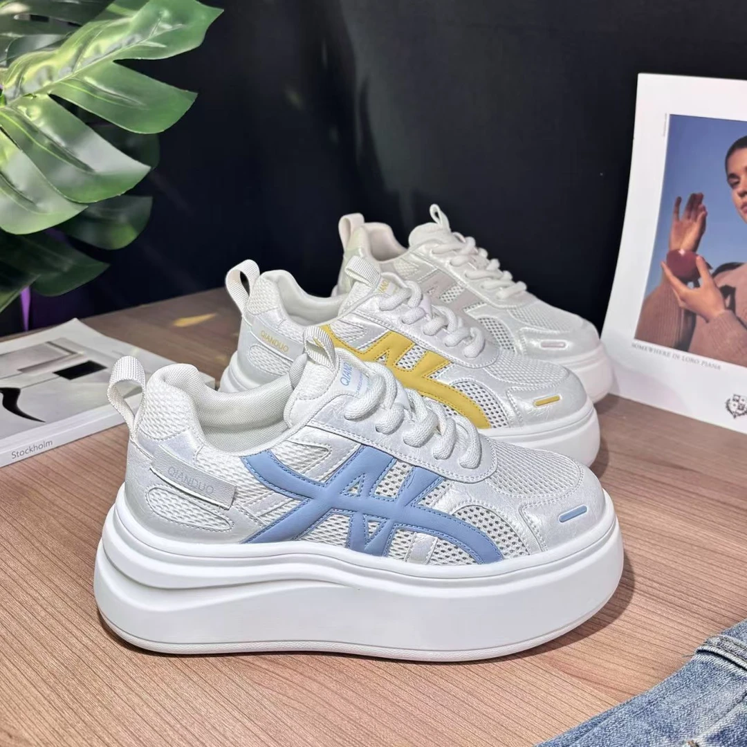 网面透气小白鞋夏季新款百搭厚底松糕超轻运动休闲网红鞋SM-6668