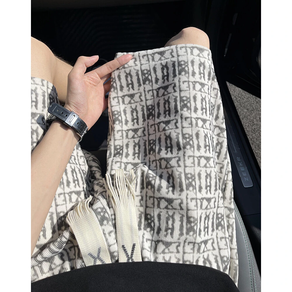 潮牌休闲美式复古扎染格子短裤男夏季五分裤设计感小众宽松运动裤