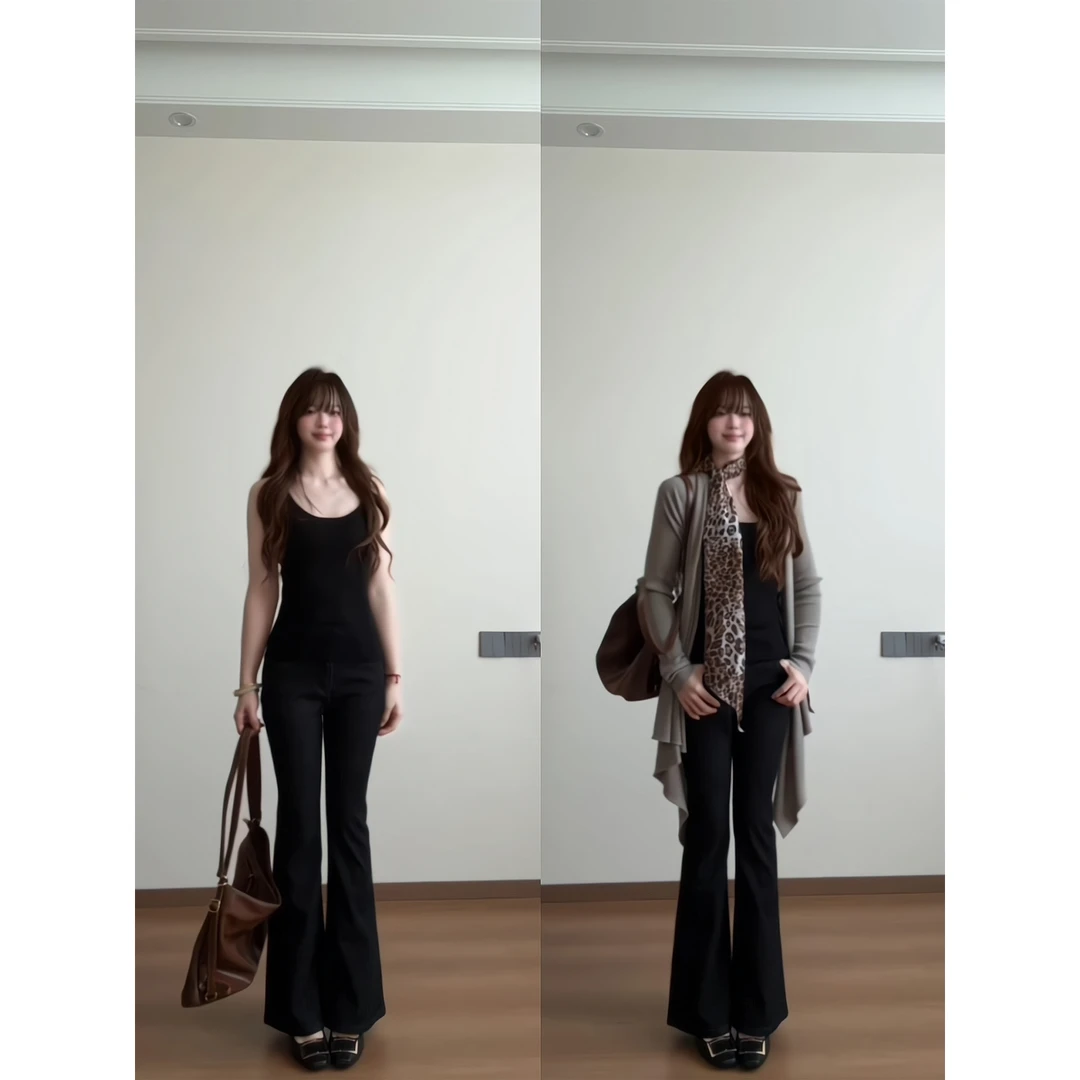 辣妹风运动背心吊带休闲裤长裤两件套内搭针织开衫外套罩衫上衣女