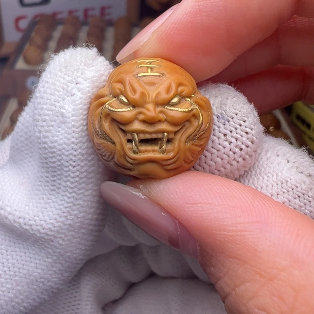 把件猴头核桃镶嵌款虎僧全品有正常封口线