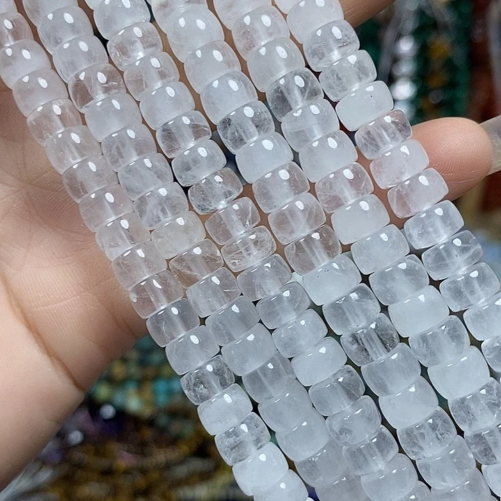 玛瑙/玉髓未镶嵌珠宝半成品天然白水晶隔片卡7mm一条