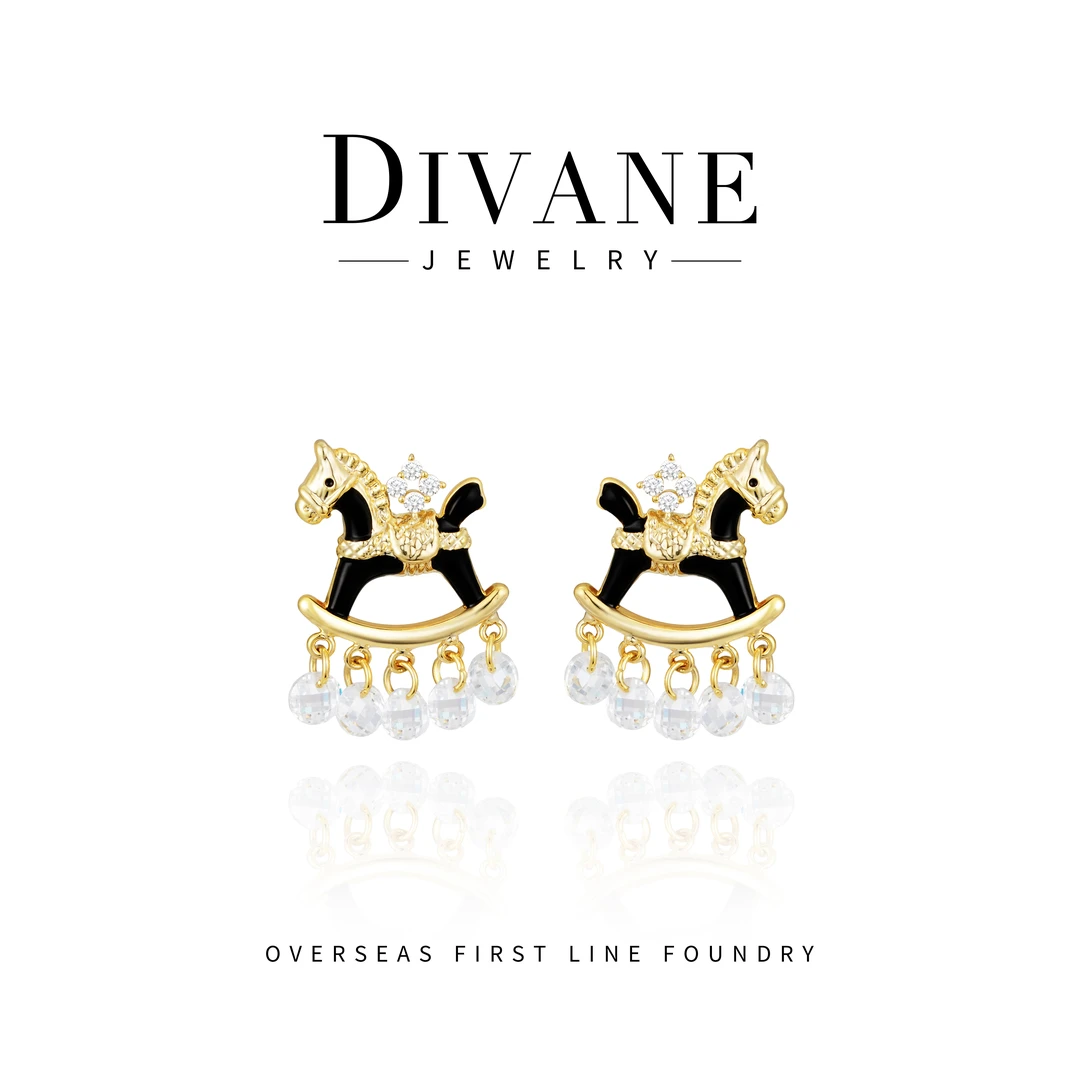 铜合金合成锆石耳饰  【旋木童话】设计师款精致百搭耳饰 G0128