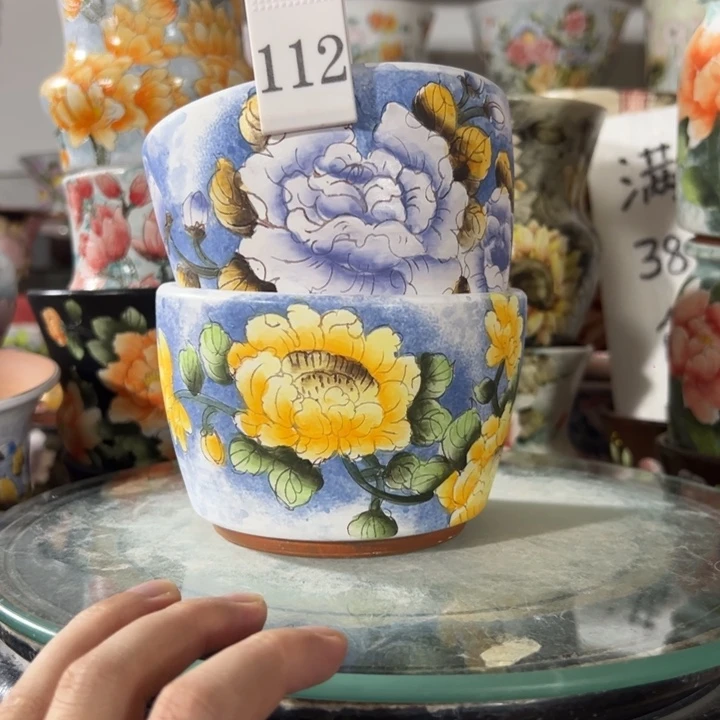 景德镇手绘花盆满38包邮偏远地区除外