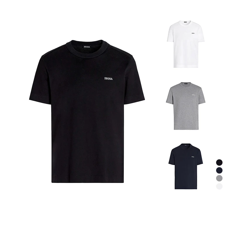 ZEGNA杰尼亚 男士小LOGO刺绣弹力短袖T恤E7360A5 B760