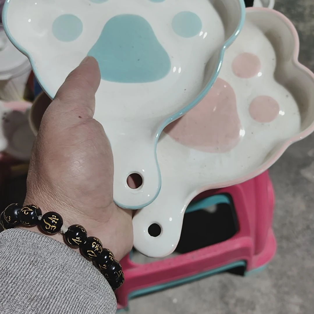 陶瓷便携款瑕疵单把瓜6寸蓝十粉
