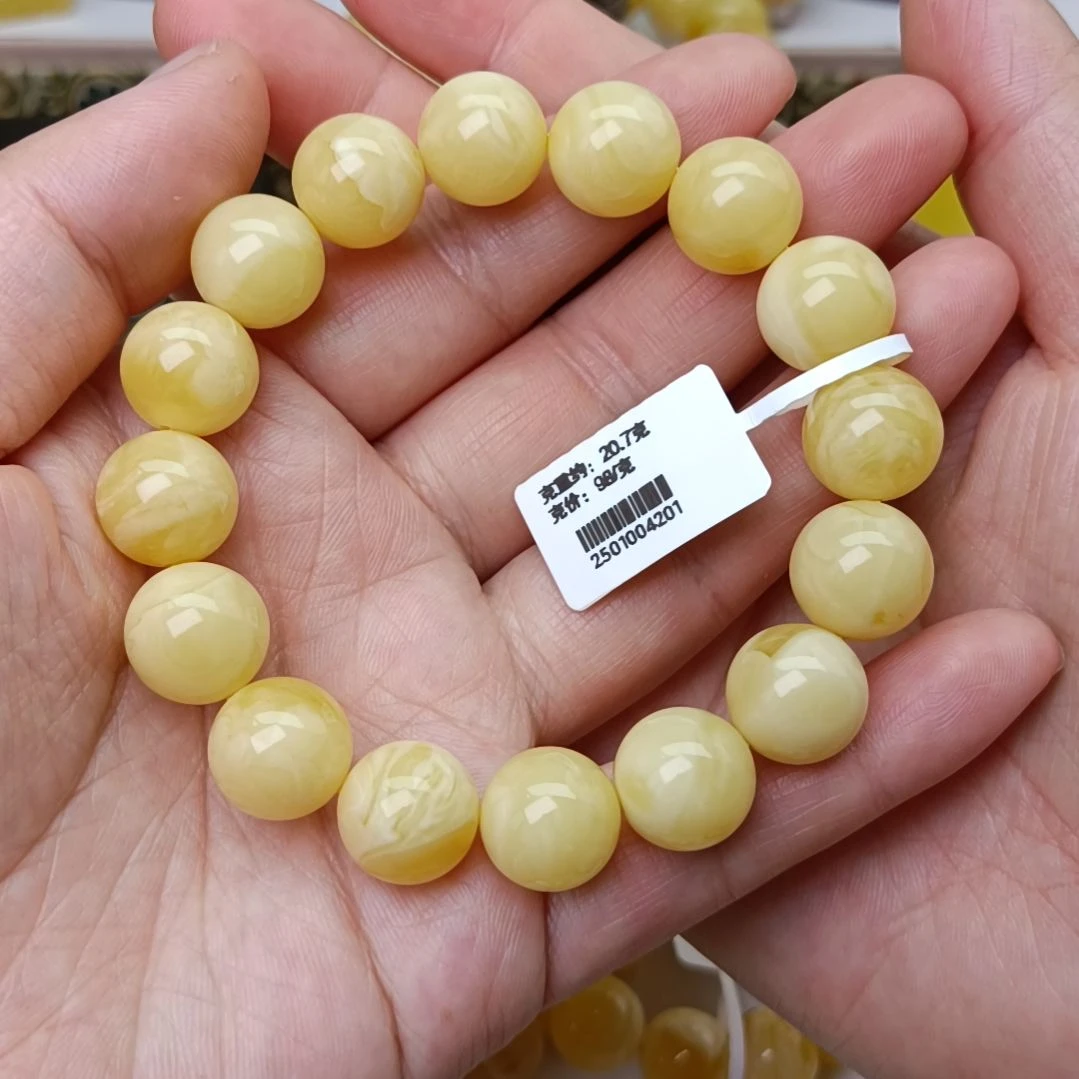未镶嵌蜜蜡手链13圆珠浓蜡