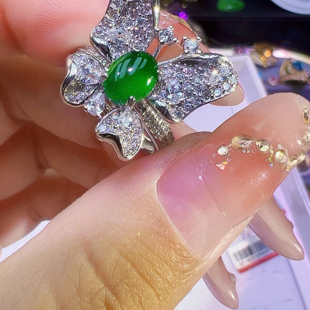 银S925镶嵌手链翡翠戒指