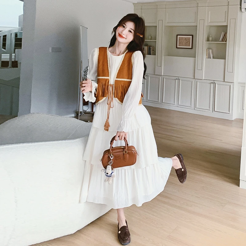 美拉德流苏马甲法式两件套女复古新款独特漂亮气质显瘦秋季女款