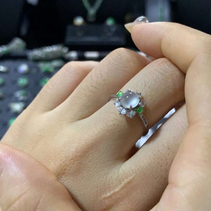 银S925镶嵌翡翠耳饰