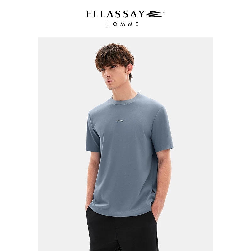 ELLASSAY歌力思男装夏凉感透气舒适圆领纯棉短袖T恤EME361Z05200