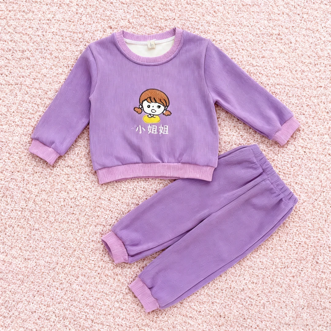 女宝厚款女小姐姐冬季卡通动漫套装加绒常规款家居服