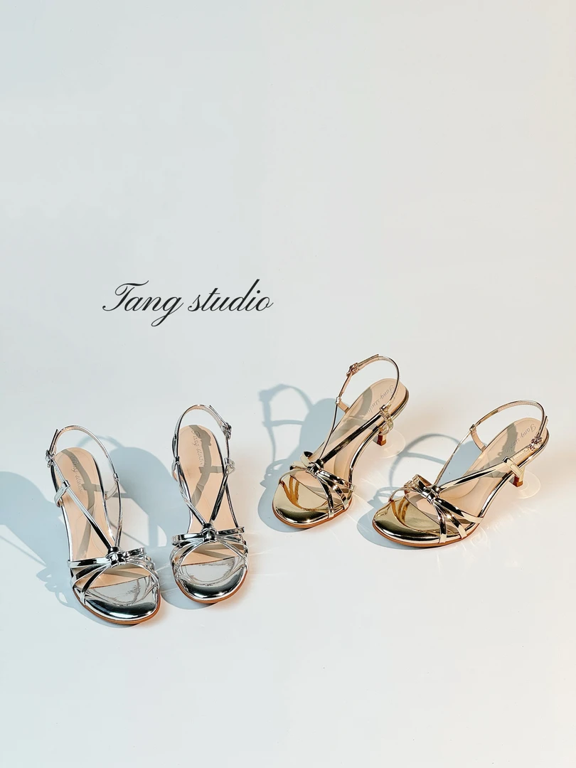 【Tang Studio】2025千金风金色温柔百搭高跟凉鞋 6cm S027