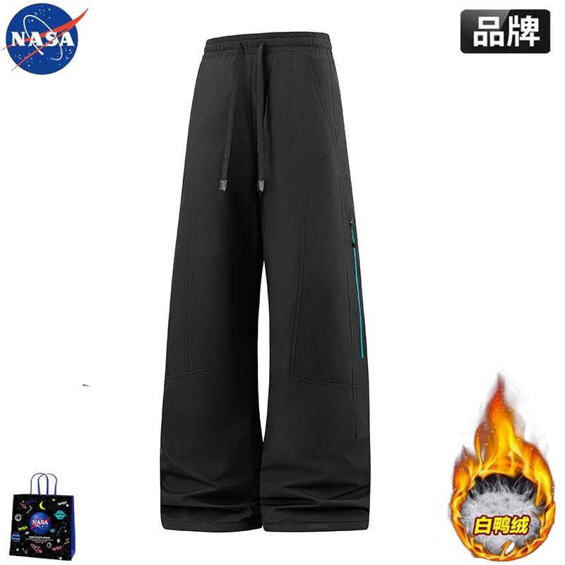 NASA90鸭绒羽绒裤男生宽松大码胖子高街冬季户外防寒保暖滑雪裤子