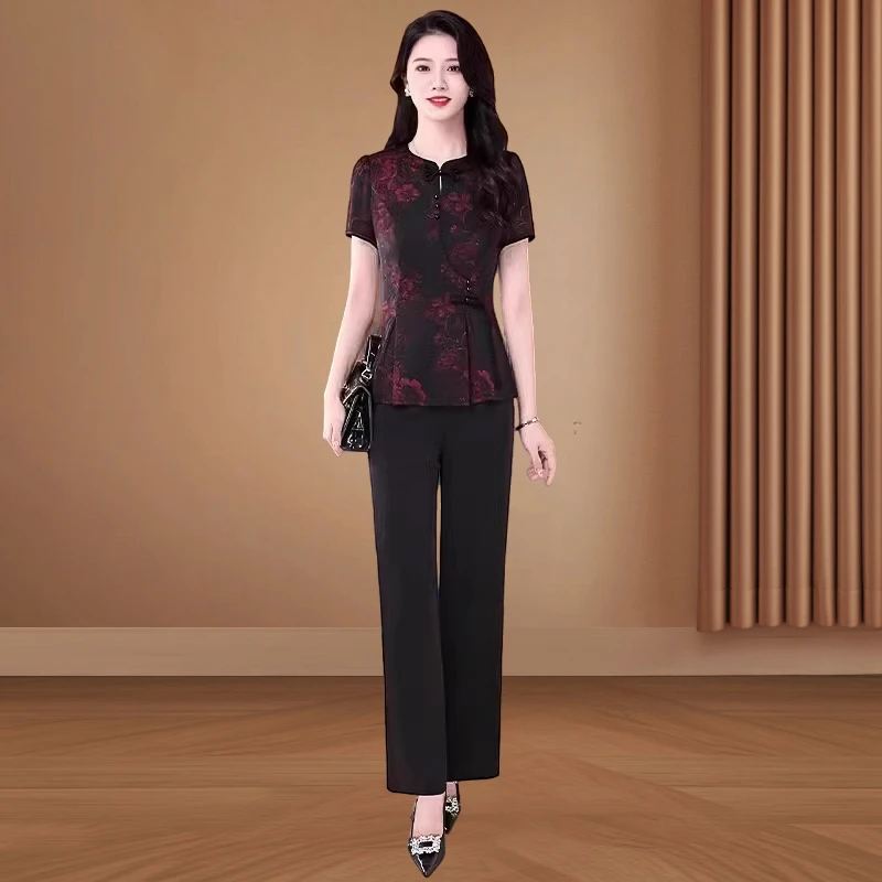 拉夏贝尔新中式时尚套装女夏季2025新款时髦洋气贵夫人品牌两件套